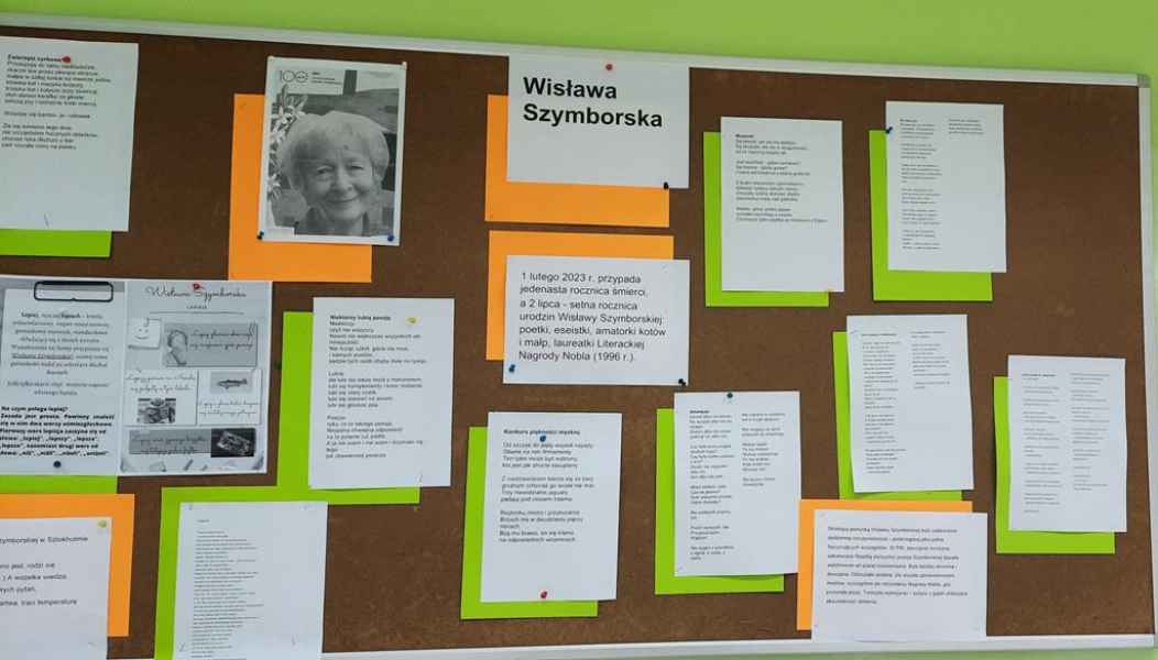 gazetka ścienna na temat życia i twórczości W. Szymborskiej
